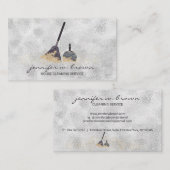 守衛隊クリーニング金ゴールド輝くメイドレディーシルバー 名刺 (正面/裏面)