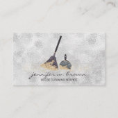 守衛隊クリーニング金ゴールド輝くメイドレディーシルバー 名刺 (正面)