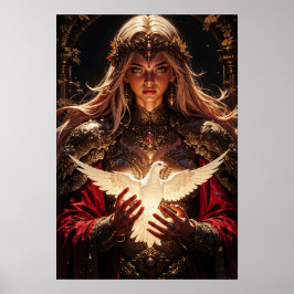 守護の巫女の魔法の壁掛けアート ポスター