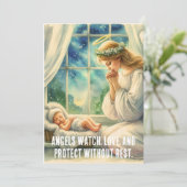 守護天使が赤ちゃんのゆりかごのそばで祈る シーズンカード (スタンド正面)