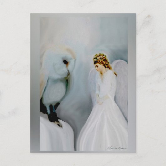 守護天使とフクロウ ポストカード (正面)