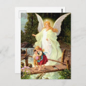 守護天使と子供のヴィンテージ絵画ズ ポストカード (正面/裏面)