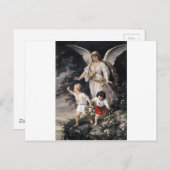 守護天使と子供のヴィンテージ絵画。 ポストカード (正面/裏面)