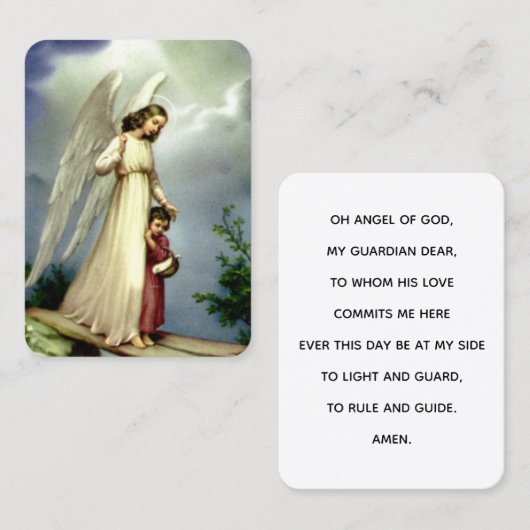 守護天使と子供の祈りのカード 名刺 (正面/裏面)
