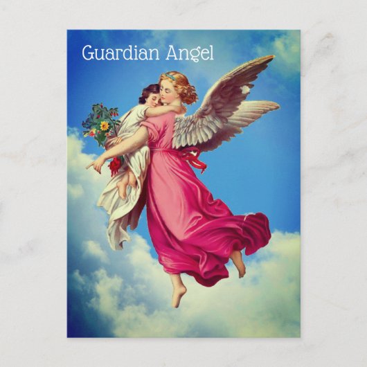 守護天使と子供はがき感動的 ポストカード (正面)