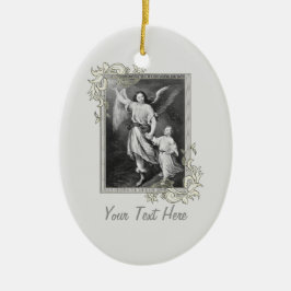 守護天使と子供 セラミックオーナメント