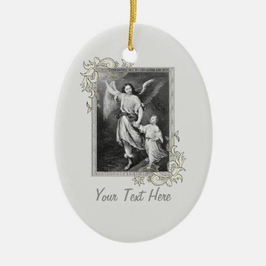 守護天使と子供 セラミックオーナメント (正面)