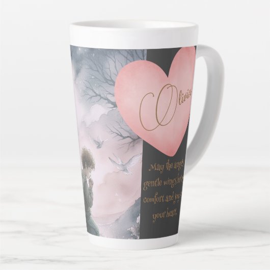 守護天使と子祈供が一緒に カフェラテマグ (右アングル)