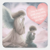 守護天使と子祈供が一緒に スクエアシール (正面)