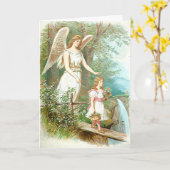 守護天使と少女 カード (黄色い花)