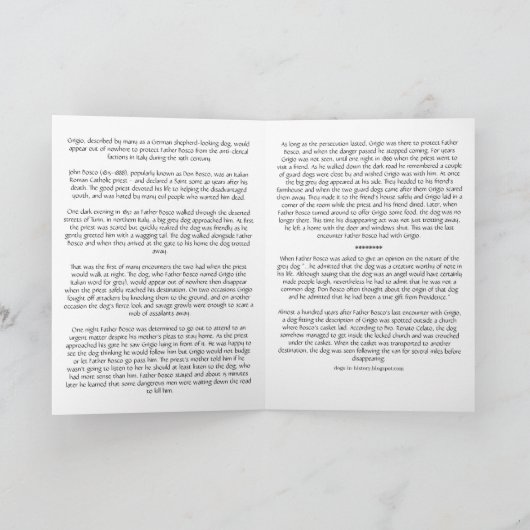 守護天使の犬がカトリックの司祭を守る方法 カード (内部)