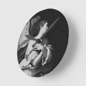 守護天使の白黒 ラウンド壁時計 (傾斜)