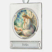 守護天使は祈ベビーの揺りかごで シルバープレートバナーオーナメント (左)