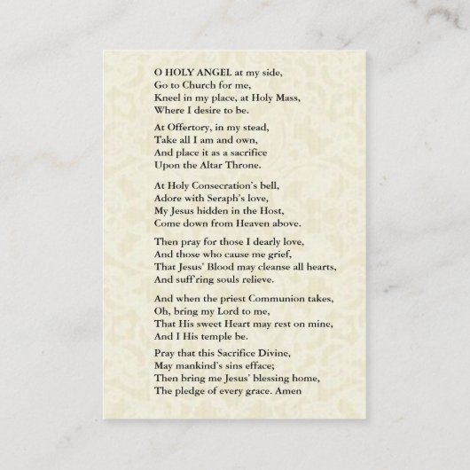 守護天使を大量の神聖カードに送る 名刺 (裏面)