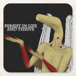 守護天使与えの勇気付けられる スクエアペーパーコースター