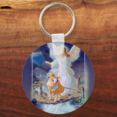 守護天使、子供と橋 キーホルダー (正面)
