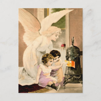 守護天使、子供と火 ポストカード