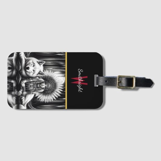 守護霊：女と狼 ラゲッジタグ (正面横)