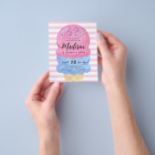 安いアイスクリームコーン赤面ピンクブルー子供の誕生日 チラシ (手)