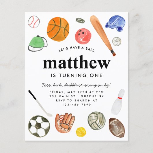 安いオールスタースポーツボールチームキッドボーイ誕生日 チラシ (正面)