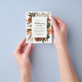 安いグリーン素朴感謝祭ディナー招待状 チラシ (手)