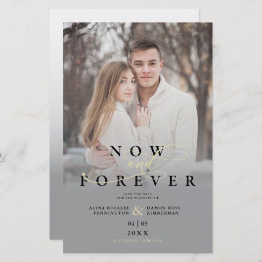 安いグレーグラデーエレガントションの写真ス結婚クリプト (正面/裏面)