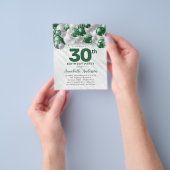 安いグレームグリーンシルバーバルーングリッター誕生日 チラシ (手)