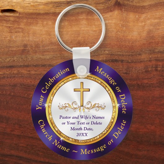 安いゴージャスカスタムな教会の記念日の好意 キーホルダー (正面)