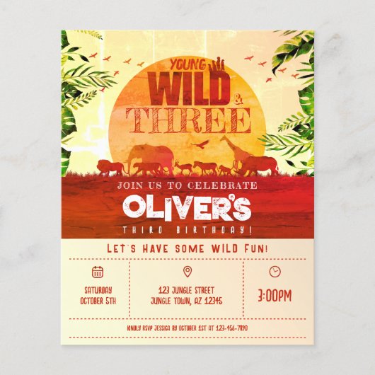 安いサファリアニマルヤングワイルド&3フォト誕生日 (正面)