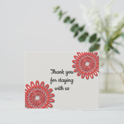 安いサンキューフォーステイバケーションレンタル ポストカード (スタンド正面)