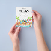 安いサーフズアップボードビーチ波サーフィン誕生日 チラシ (手)