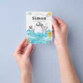 安いザシースイミングシャーク海誕生日 チラシ (手)