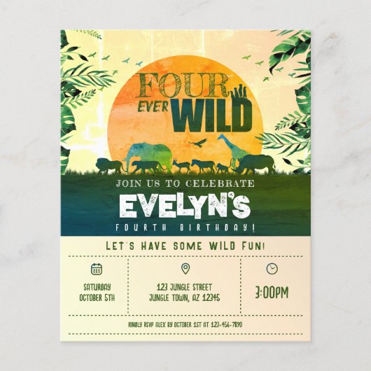 安いジャングルアニマルフォーエバーワイルドフォト誕生日 (正面)