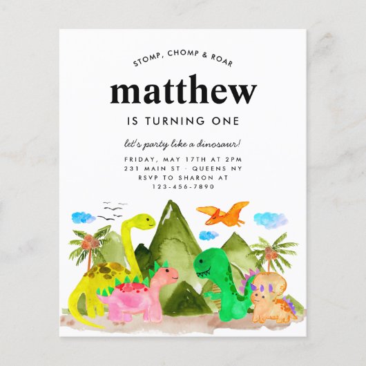 安いジュラシックマウンテンジャングルディオナンス誕生日 チラシ (正面)