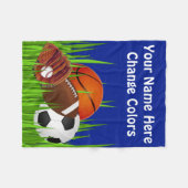 安いスポーツのフリースブランケットあなたの文字および色 フリースブランケット (正面(横))