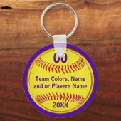 安いソフトボールのギフトアイディア、あなたのテキストと色 キーホルダー (正面)