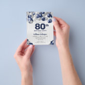 安いネイビーブルーシルバーグリッターバルーン誕生日 チラシ (手)