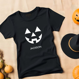 安いハロウィーンのカボチャのちょうちんカボチャ顔名前をカスタムする ベビーTシャツ