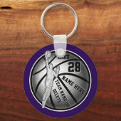 安いバスケットボールキーホルダーあなたの色， 4文字ボックス キーホルダー (正面)