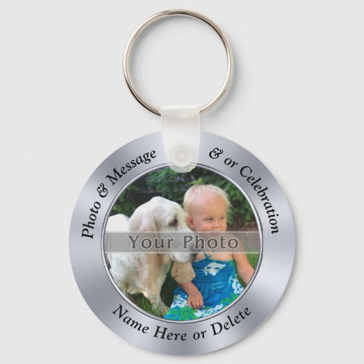 安いパーソナライズされたキーリング、あなたの写真と文字 キーホルダー (正面)