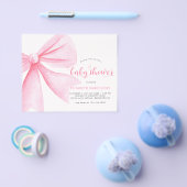 安いピンクの水の色の弓リボン女の子の赤ちゃんシャワー チラシ (シングル)