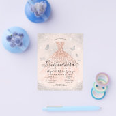 安いピンクローズ金ゴールドグラムガウンキンセアニェラ招待状 チラシ (シングル)