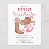 安いファーストロデオ赤面ピンク女性のカーボーイ1st誕生日 チラシ (正面)