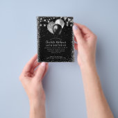 安いブラックシルバーグリッターバルーンライト誕生日 チラシ (手)