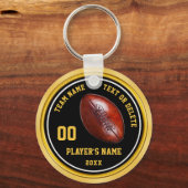 安いブラック金ゴールドサッカーのギフトはサッカーを好む キーホルダー (正面)