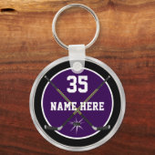 安いホッケーキーホルダー、チームの色と文字 キーホルダー (正面)