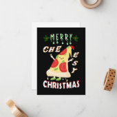 安いメリークリスマスクリスマスサンタ・ピザクリスマス ノートカード (正面/裏面インサイチュ)