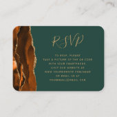 安いラスト・ゴールド・アゲート・グリーン・結婚式QRコードRSVP  エンクロージャーカード (正面)