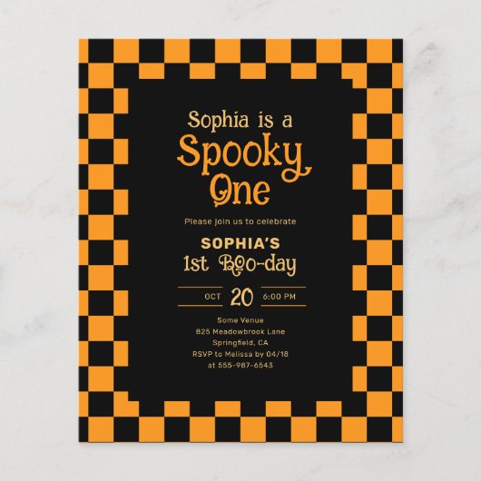 安いレトロなスプーキー・ワン ハロウィン 誕生日 チラシ (正面)