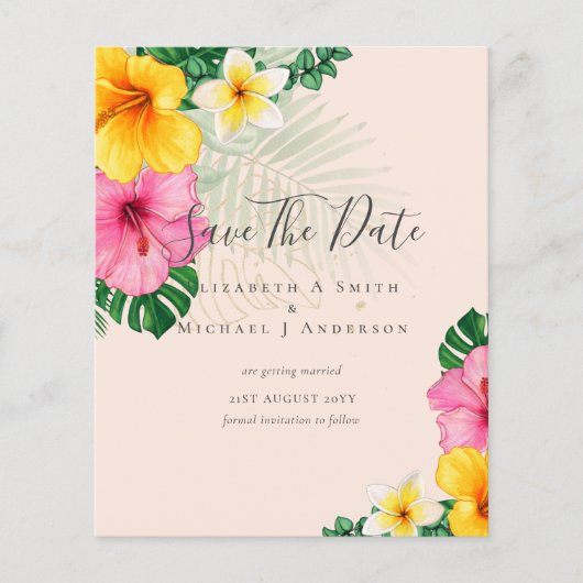 安い写真の日救付熱帯花ビーチ チラシ (正面)